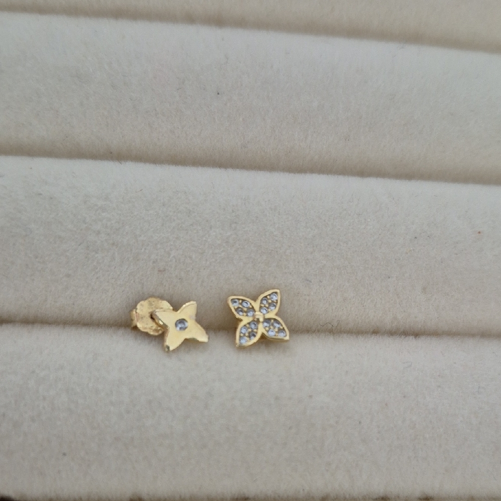 Gold Floral Crystal Stud Earrings for Women